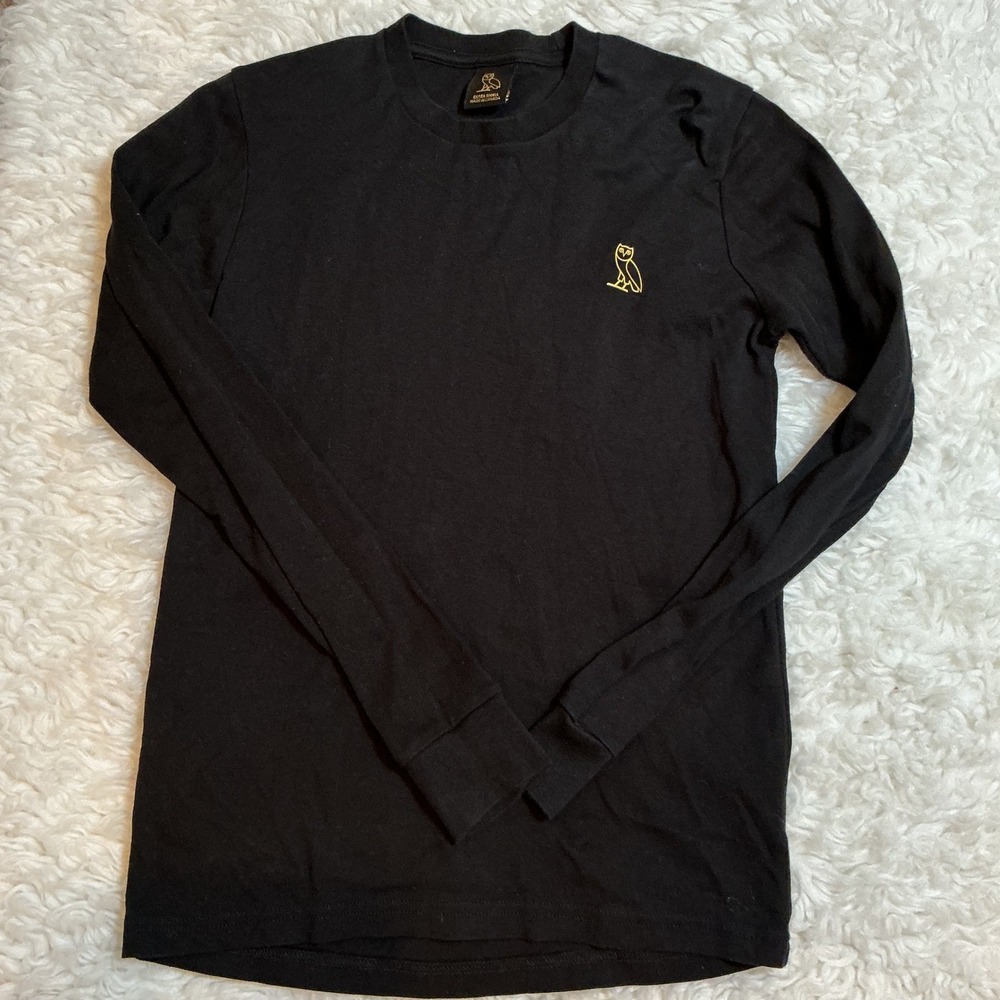 OVO October‎ Very Own Owl Logo Long Sleeve T Shirt Black Sz xs Made in Canada